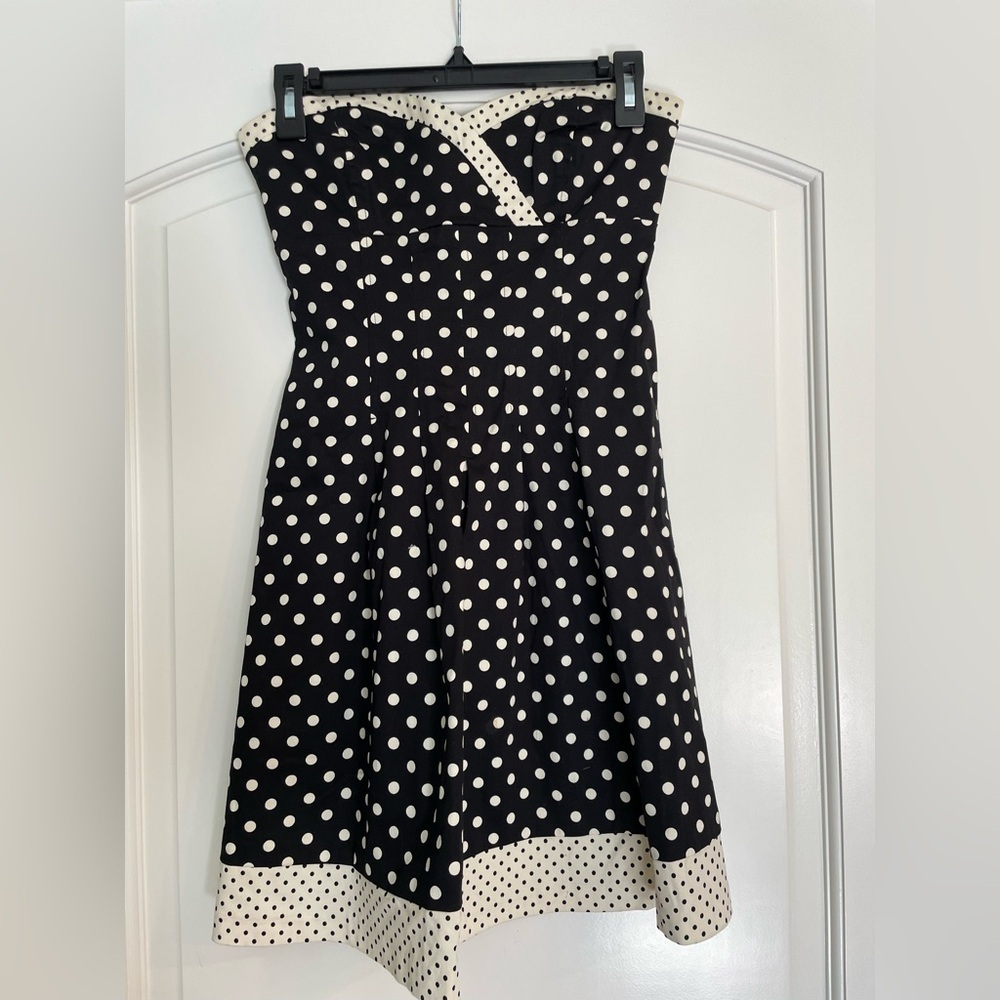 Charlotte Russe Vintage Black and White Polka Dot Strapless Pin-up Dress